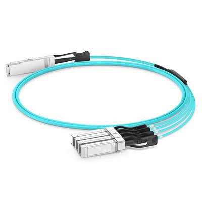 100G QSFP28 ถึง 4X25G SFP28 AOC 100G QSFP28 สายเคเบิลออปติคัลที่ใช้งานอยู่ CE FCC 1-100 M